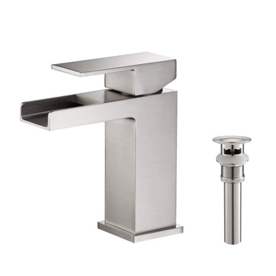 Quadra Waterfall Single Handle Bathroom Vanity Sink Faucet with Pop Up Drain - CBF-1004  - Shop at Home Craft Studio - 6