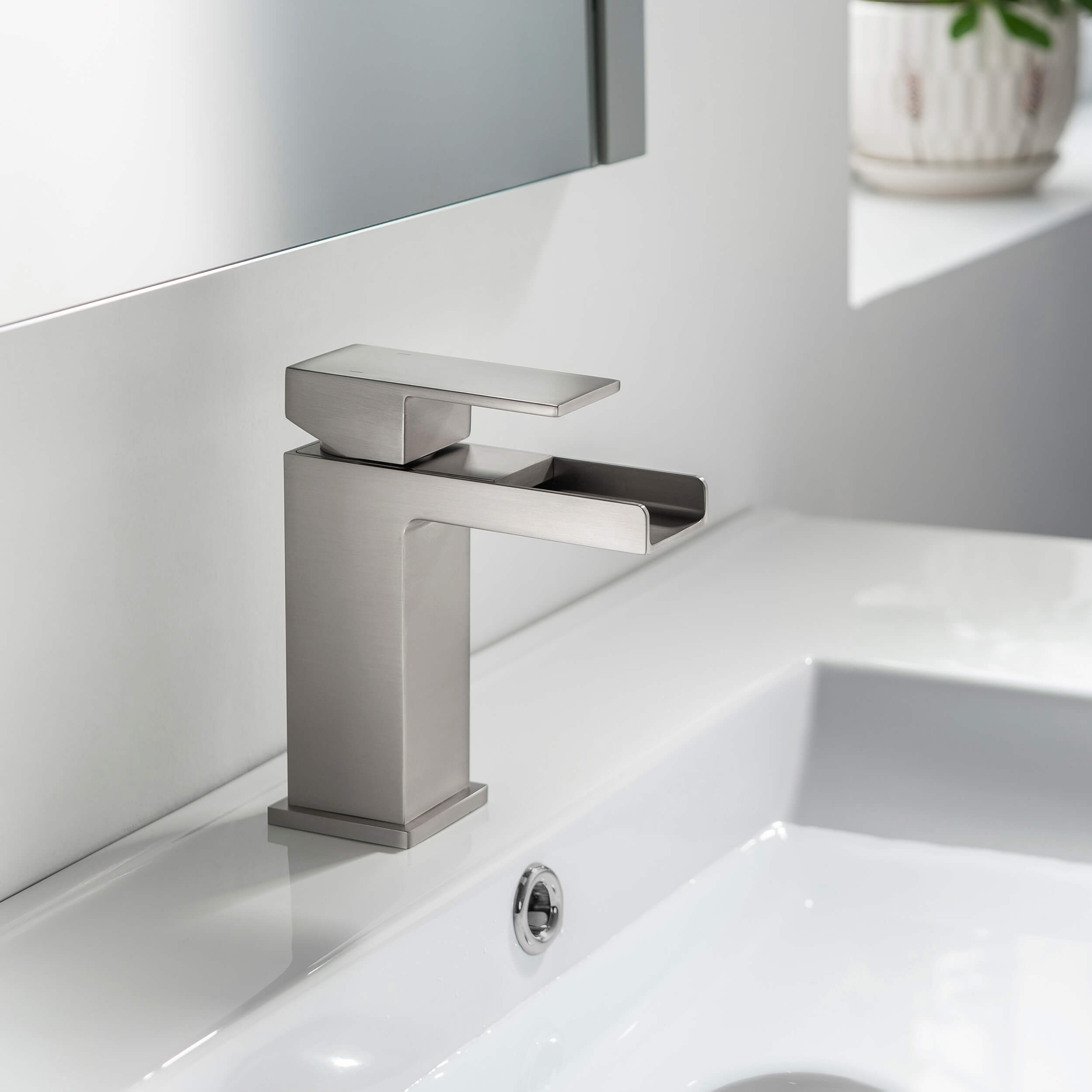 Quadra Waterfall Single Handle Bathroom Vanity Sink Faucet with Pop Up Drain - CBF-1004  - Shop at Home Craft Studio - 7