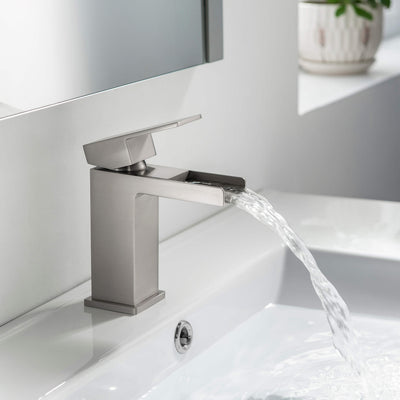 Quadra Waterfall Single Handle Bathroom Vanity Sink Faucet with Pop Up Drain - CBF-1004  - Shop at Home Craft Studio - 8