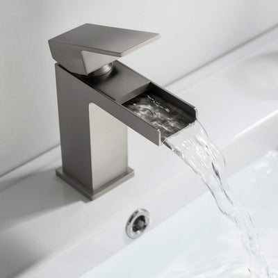 Quadra Waterfall Single Handle Bathroom Vanity Sink Faucet with Pop Up Drain - CBF-1004  - Shop at Home Craft Studio - 9