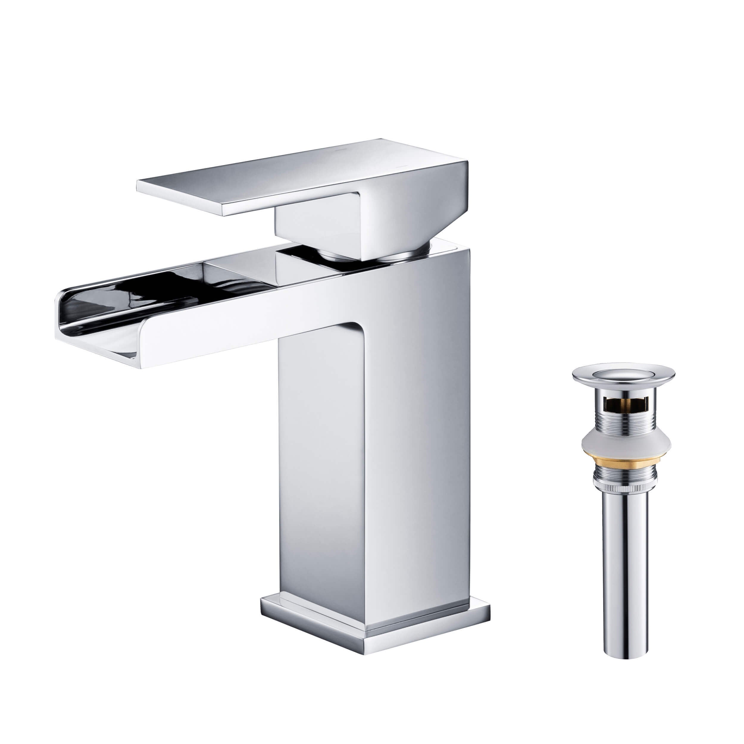 Quadra Waterfall Single Handle Bathroom Vanity Sink Faucet with Pop Up Drain - CBF-1004  - Shop at Home Craft Studio - 11