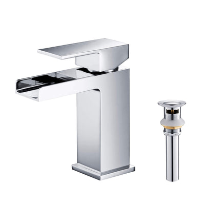 Quadra Waterfall Single Handle Bathroom Vanity Sink Faucet with Pop Up Drain - CBF-1004  - Shop at Home Craft Studio - 11