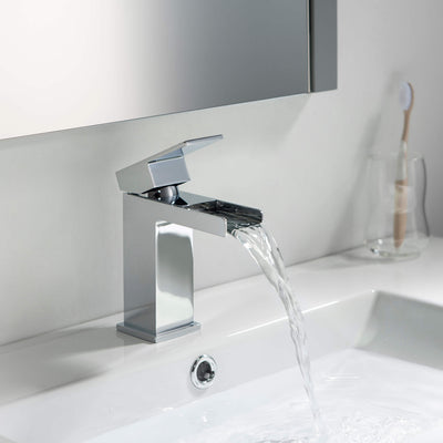 Quadra Waterfall Single Handle Bathroom Vanity Sink Faucet with Pop Up Drain - CBF-1004  - Shop at Home Craft Studio - 13