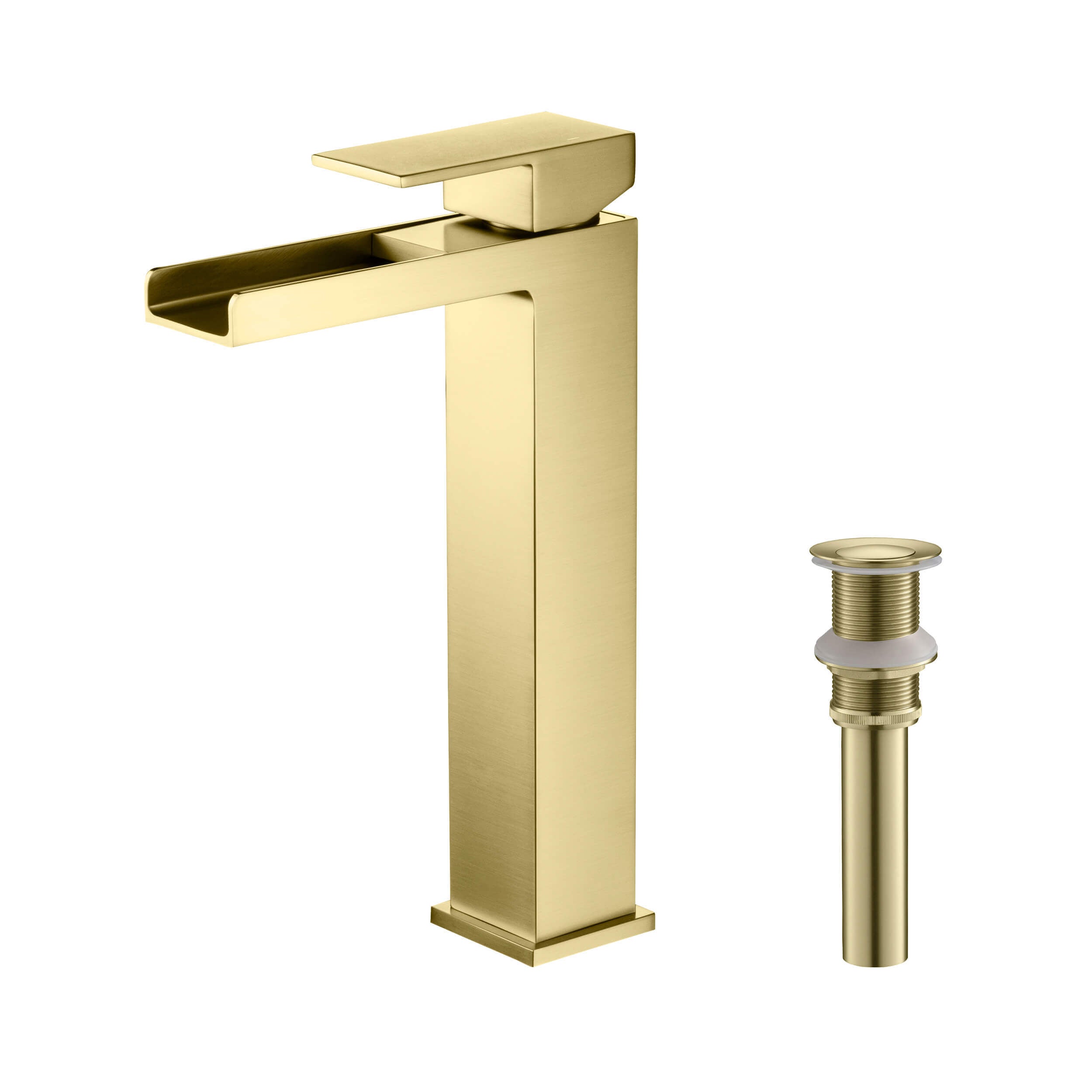 Quadra Waterfall Single Handle Bathroom Vessel Sink Faucet with Pop Up Drain - CBF-1005  - Shop at Home Craft Studio - 1