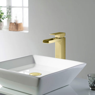 Quadra Waterfall Single Handle Bathroom Vessel Sink Faucet with Pop Up Drain - CBF-1005  - Shop at Home Craft Studio - 2