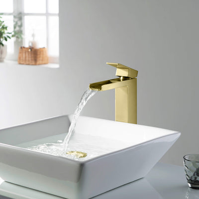 Quadra Waterfall Single Handle Bathroom Vessel Sink Faucet with Pop Up Drain - CBF-1005  - Shop at Home Craft Studio - 3