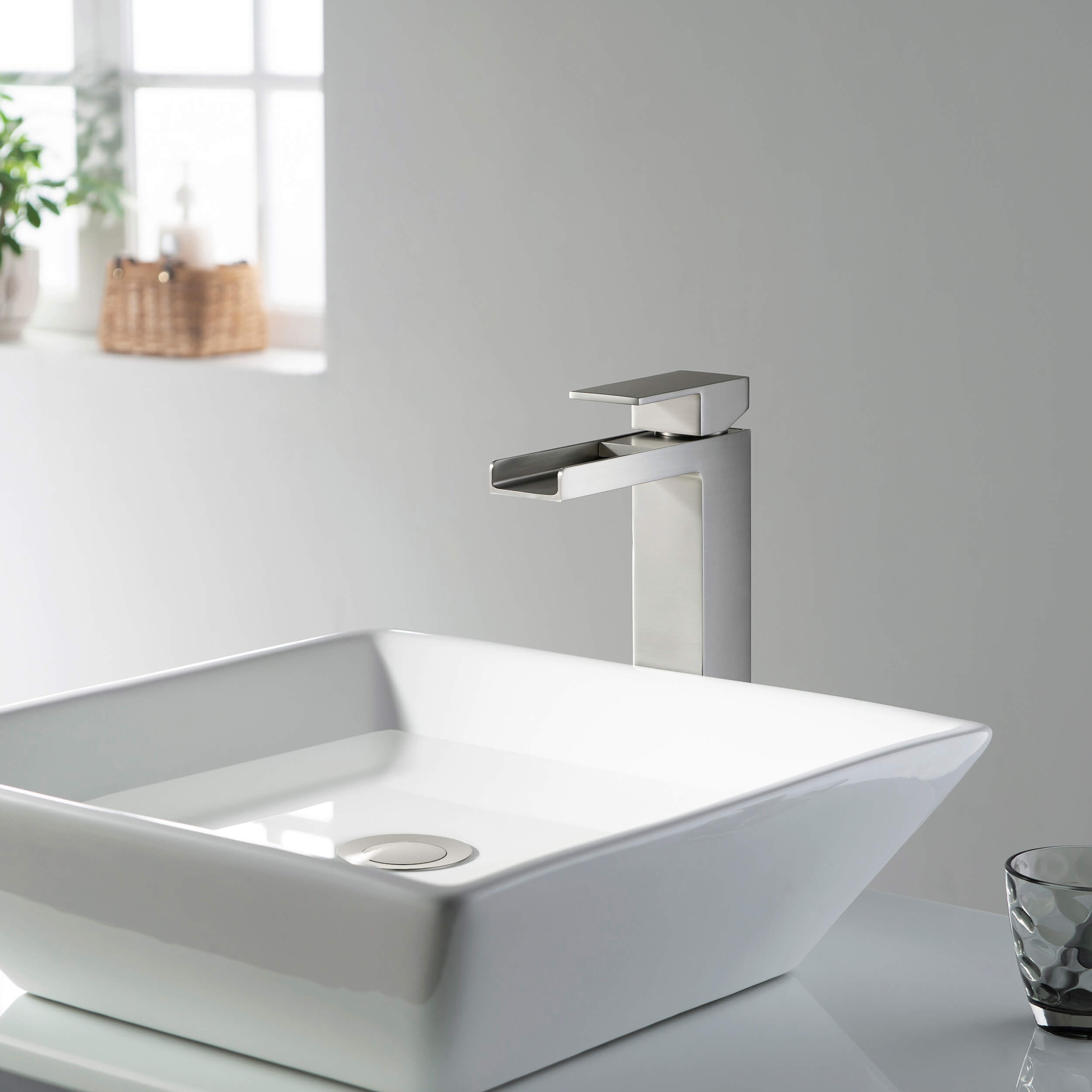 Quadra Waterfall Single Handle Bathroom Vessel Sink Faucet with Pop Up Drain - CBF-1005  - Shop at Home Craft Studio - 7
