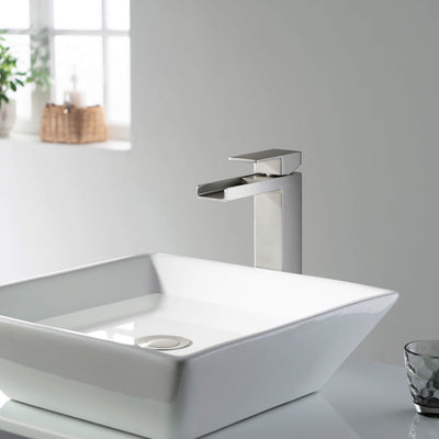 Quadra Waterfall Single Handle Bathroom Vessel Sink Faucet with Pop Up Drain - CBF-1005  - Shop at Home Craft Studio - 7