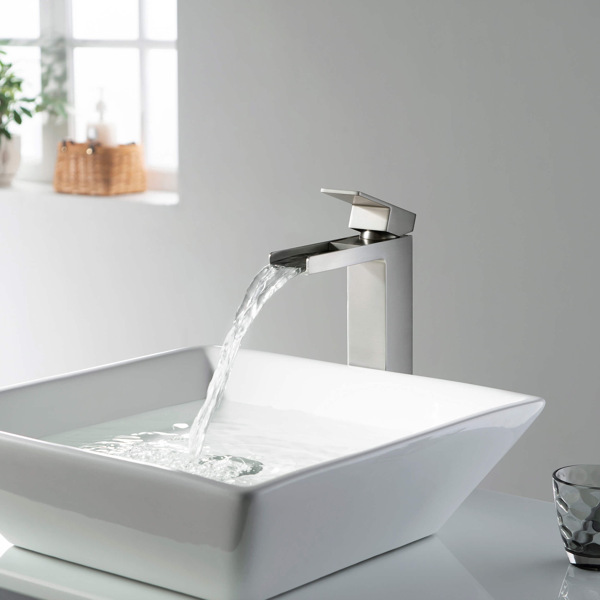Quadra Waterfall Single Handle Bathroom Vessel Sink Faucet with Pop Up Drain - CBF-1005  - Shop at Home Craft Studio - 8