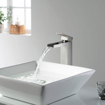 Quadra Waterfall Single Handle Bathroom Vessel Sink Faucet with Pop Up Drain - CBF-1005  - Shop at Home Craft Studio - 8