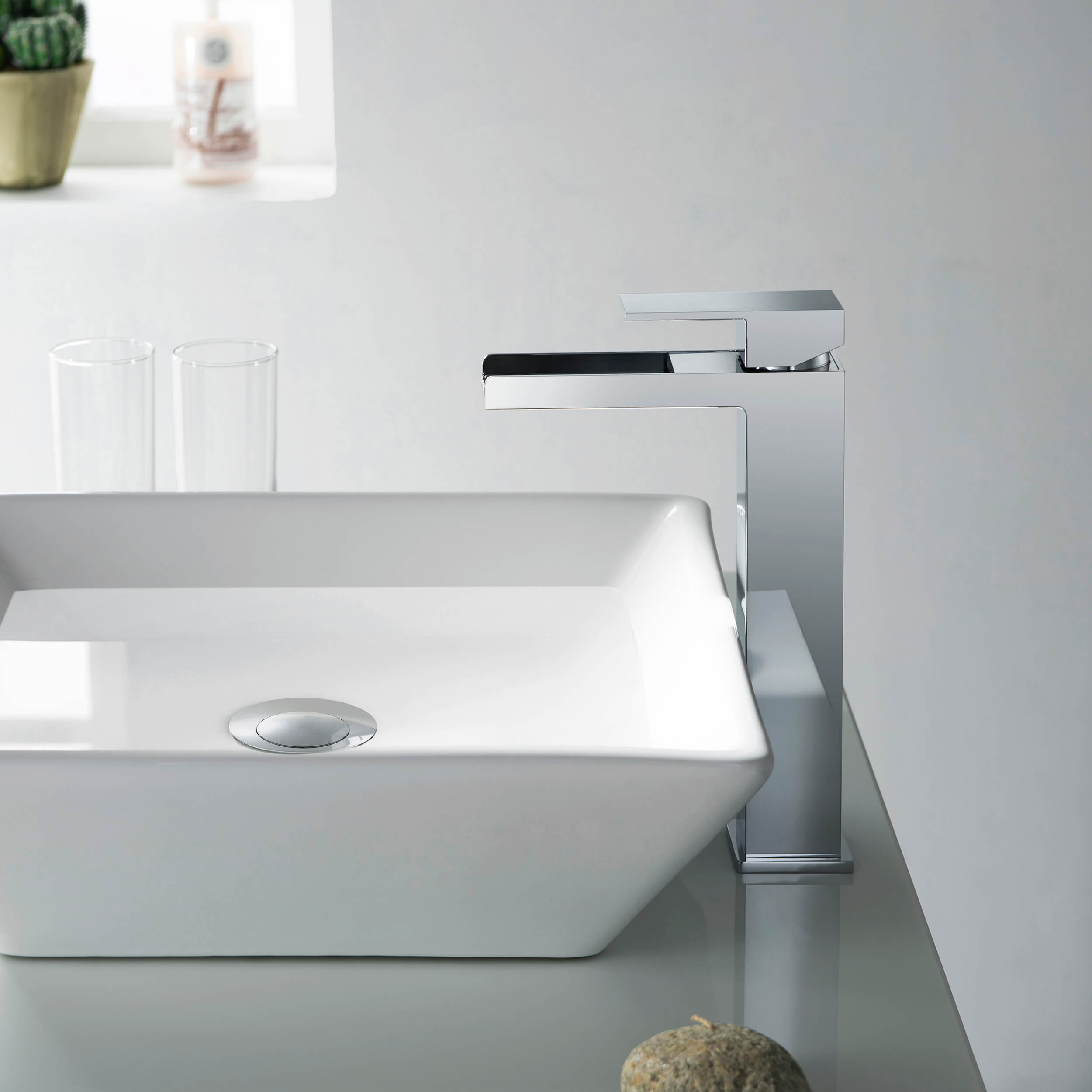 Quadra Waterfall Single Handle Bathroom Vessel Sink Faucet with Pop Up Drain - CBF-1005  - Shop at Home Craft Studio - 12