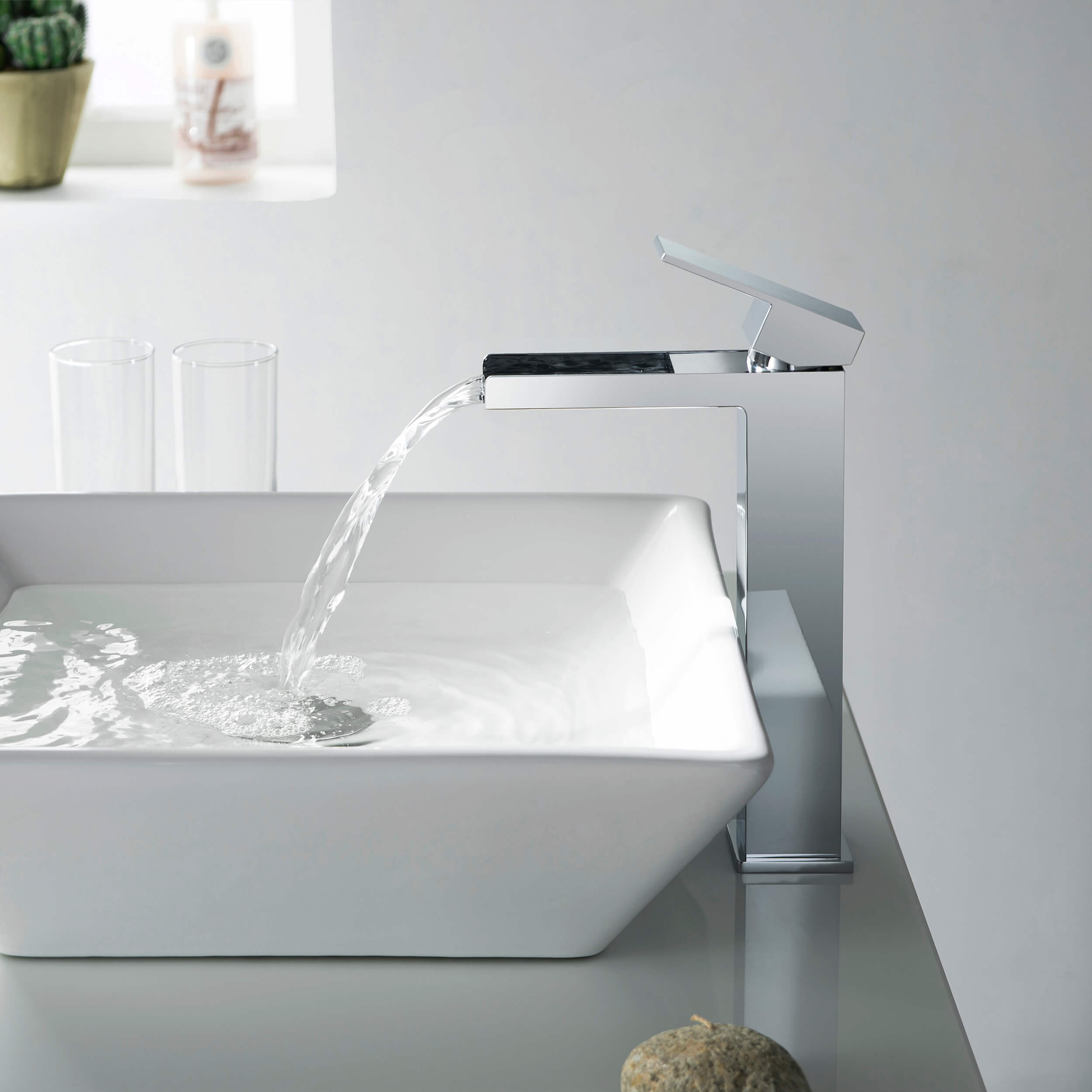 Quadra Waterfall Single Handle Bathroom Vessel Sink Faucet with Pop Up Drain - CBF-1005  - Shop at Home Craft Studio - 13