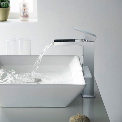 Quadra Waterfall Single Handle Bathroom Vessel Sink Faucet with Pop Up Drain - CBF-1005  - Shop at Home Craft Studio - 13