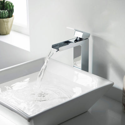Quadra Waterfall Single Handle Bathroom Vessel Sink Faucet with Pop Up Drain - CBF-1005  - Shop at Home Craft Studio - 14