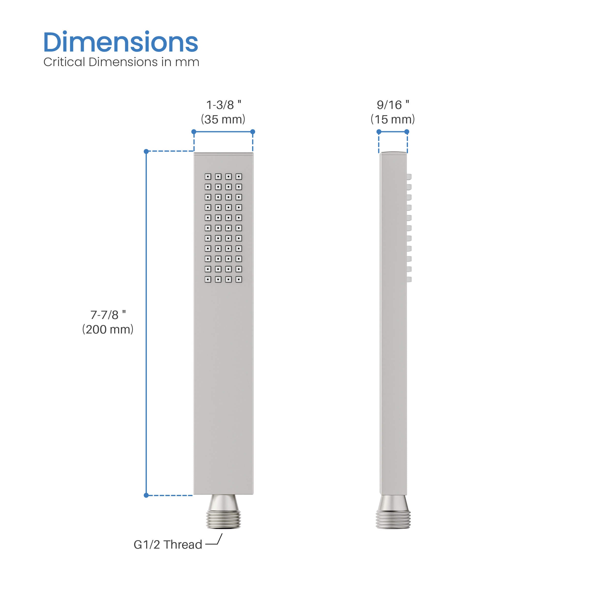 Quadro Metal Handheld Shower Head - HS103  - Shop at Home Craft Studio - 12