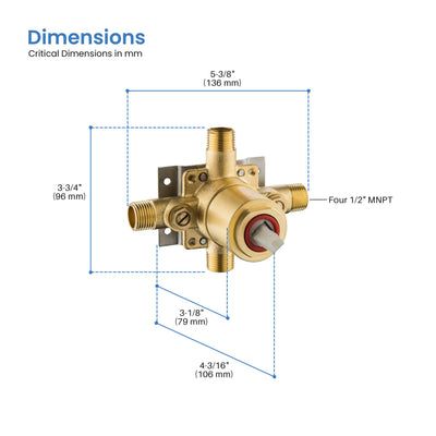 Single Function Pressure Balance Shower System Rough-in Valve with Cartridge - SV1-1  - Shop at Home Craft Studio - 4