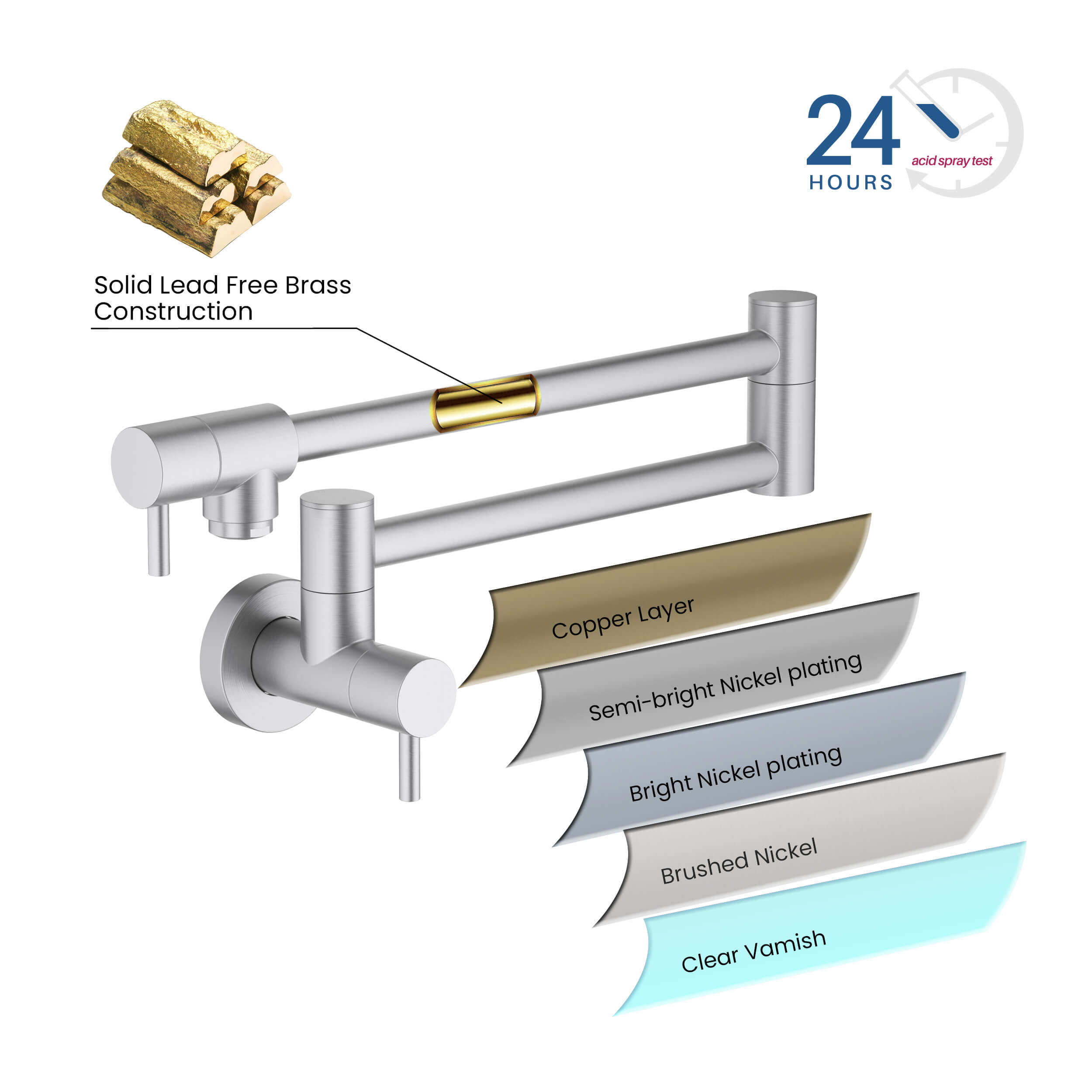 Stainless Steel Kitchen Pot Filler - CPF-602  - Shop at Home Craft Studio - 18
