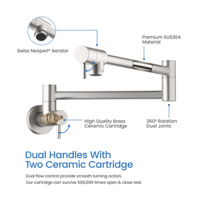 Stainless Steel Kitchen Pot Filler - CPF-602  - Shop at Home Craft Studio - 17