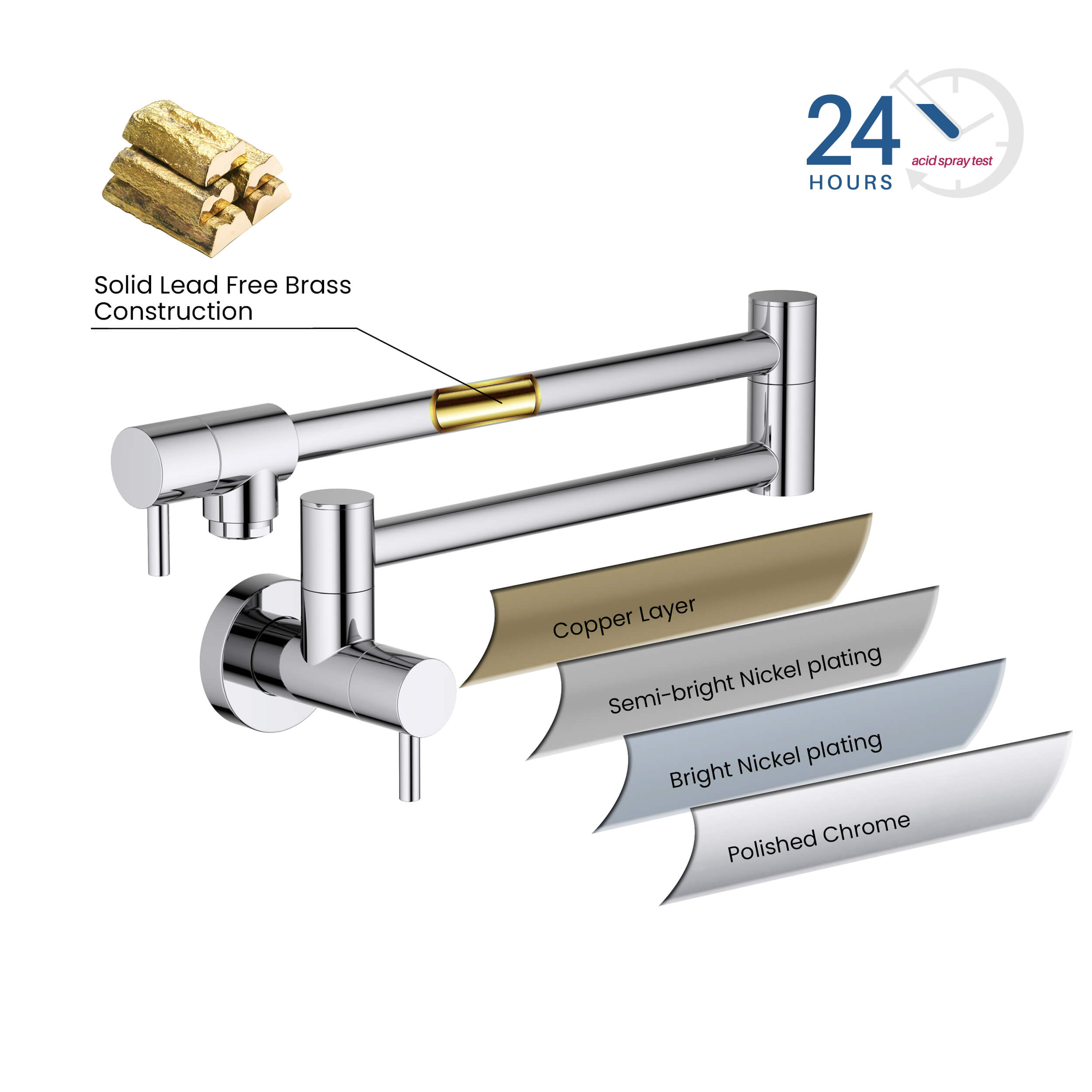 Stainless Steel Kitchen Pot Filler - CPF-602  - Shop at Home Craft Studio - 22
