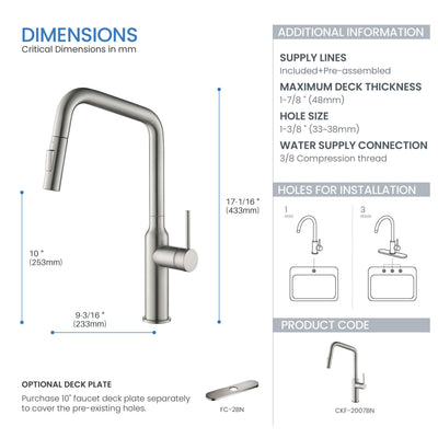 Tampa Single Handle Pull Down Kitchen Sink Faucet - CKF-2007  - Shop at Home Craft Studio - 23