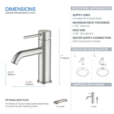 Value Collection - Single Handle Bathroom Vanity Sink Faucet with Pop Up Drain - F201  - Shop at Home Craft Studio - 14