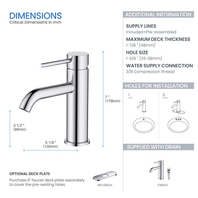 Value Collection - Single Handle Bathroom Vanity Sink Faucet with Pop Up Drain - F201  - Shop at Home Craft Studio - 22