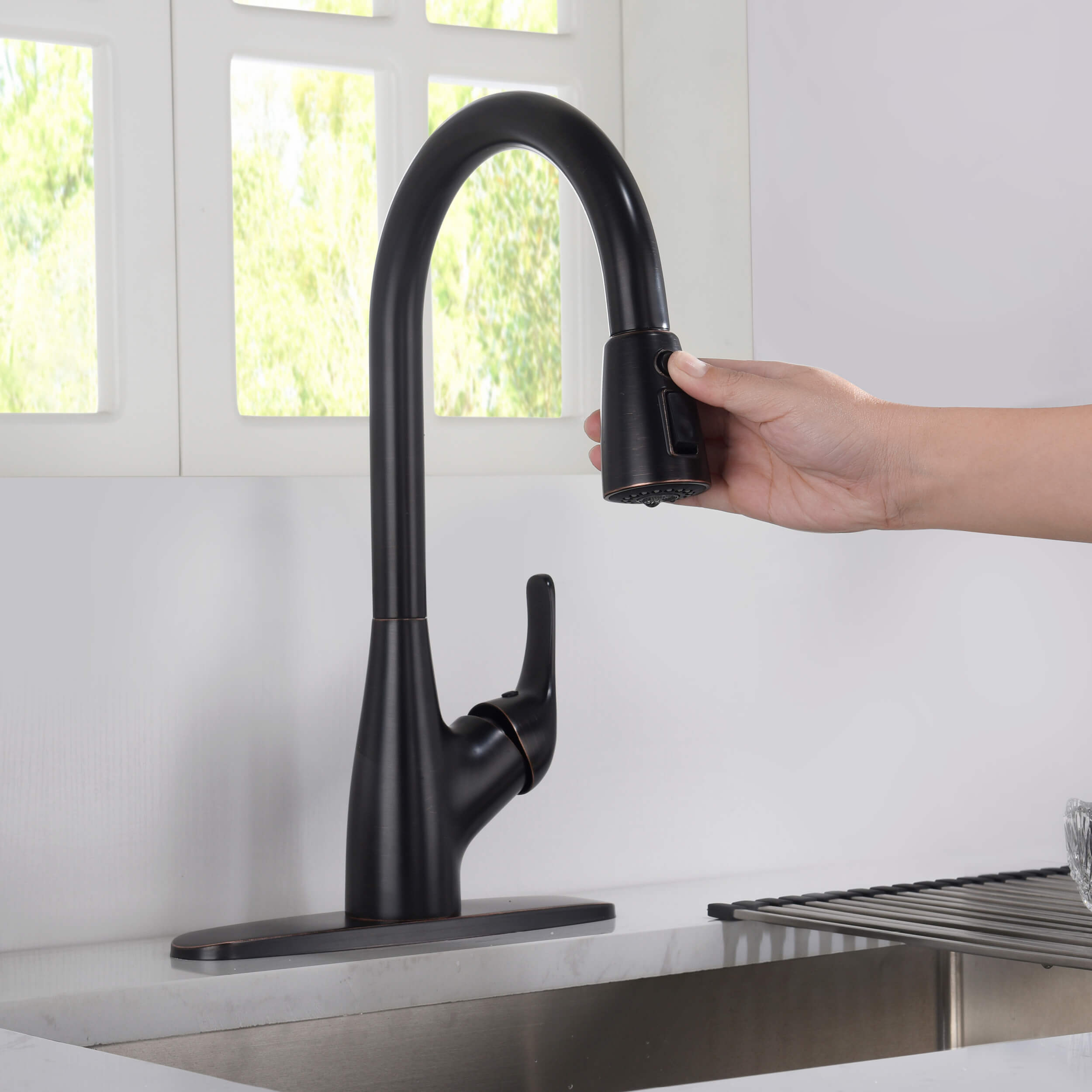 Value Collection - Single Handle Pull Down Kitchen Faucet - F101ORB  - Shop at Home Craft Studio - 3