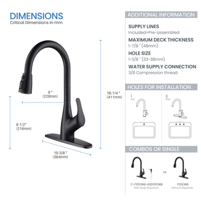 Value Collection - Single Handle Pull Down Kitchen Faucet - F101ORB  - Shop at Home Craft Studio - 10