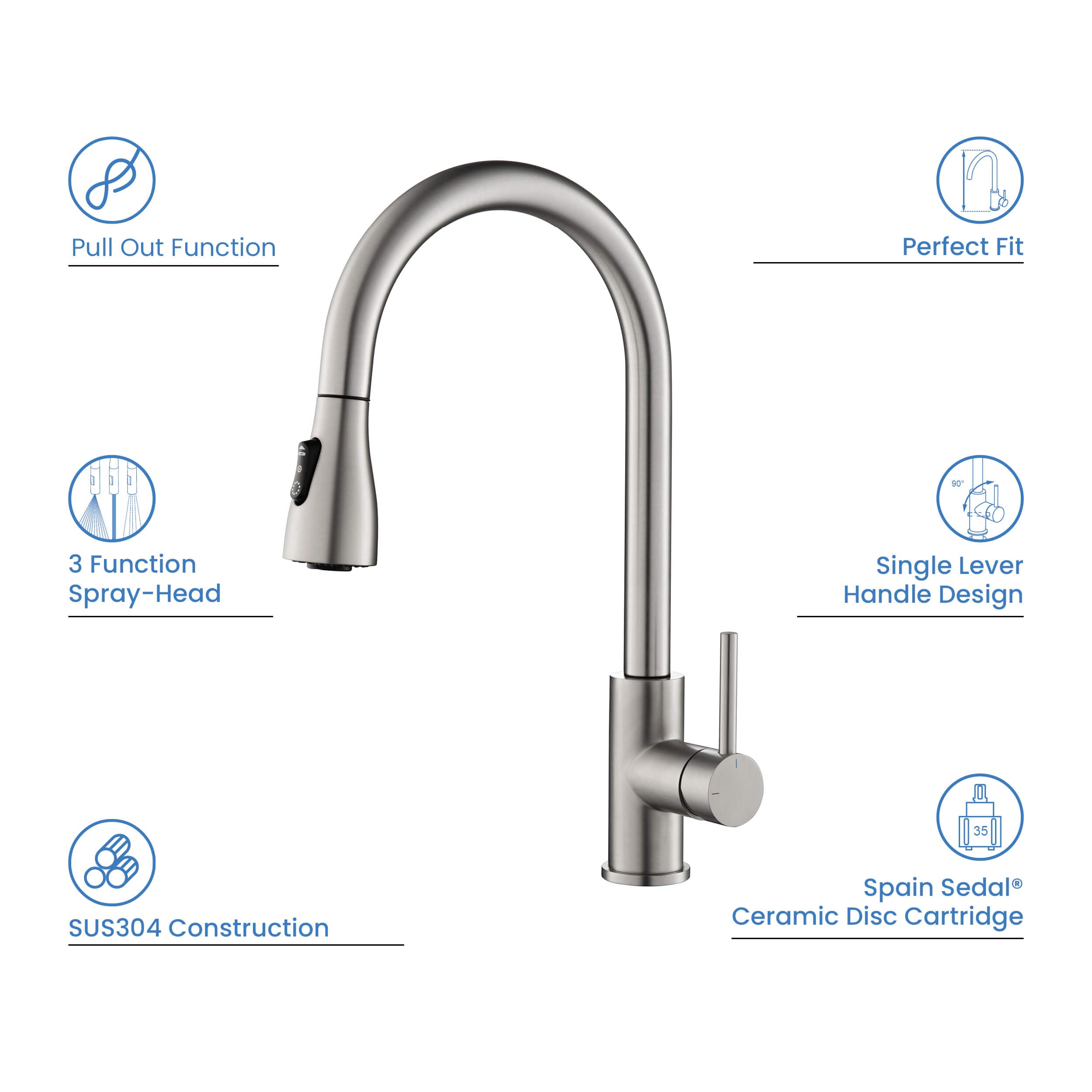 Value Collection - Single Handle Pull Down Kitchen Faucet - F102  - Shop at Home Craft Studio - 13