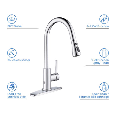 Value Collection - Single Handle Pull Down Kitchen Faucet With Touch Sensor - F102-S  - Shop at Home Craft Studio - 6