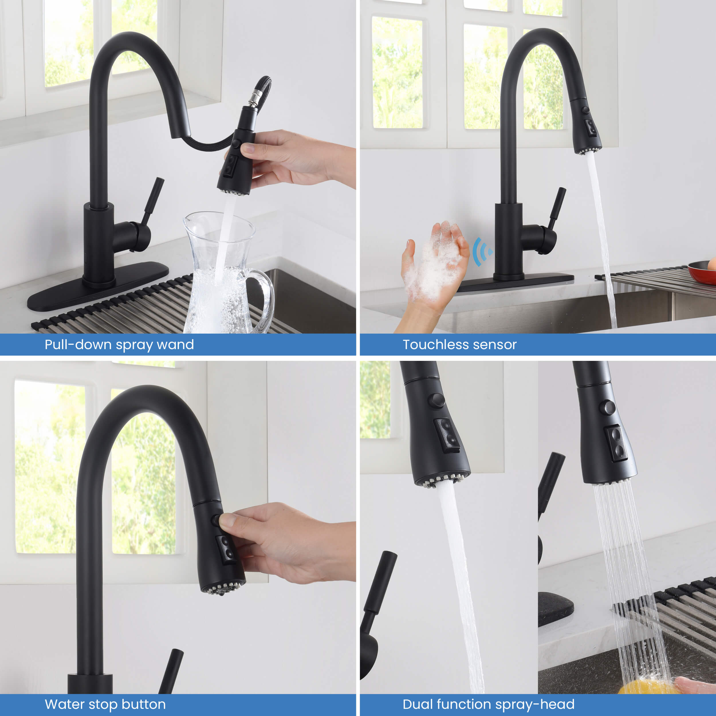 Value Collection - Single Handle Pull Down Kitchen Faucet With Touch Sensor - F102-S  - Shop at Home Craft Studio - 17