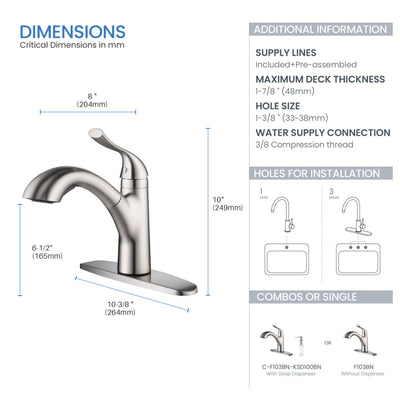 Value Collection - Single Handle Pull Out Kitchen Faucet - F103  - Shop at Home Craft Studio - 9