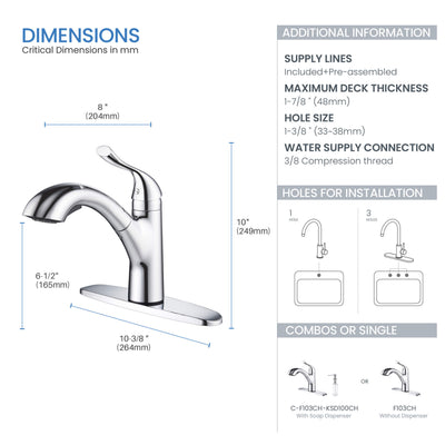 Value Collection - Single Handle Pull Out Kitchen Faucet - F103  - Shop at Home Craft Studio - 17