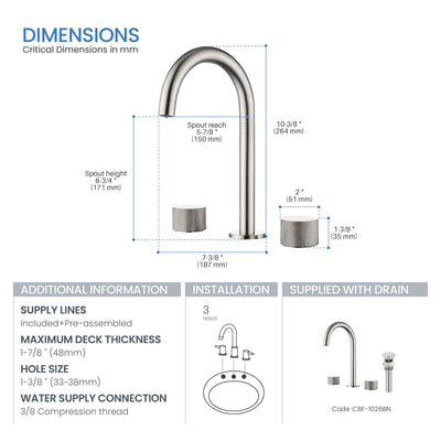 Verona 8" Widespread Bathroom Sink Faucet with Drain Assembly - CBF-1026  - Shop at Home Craft Studio - 14