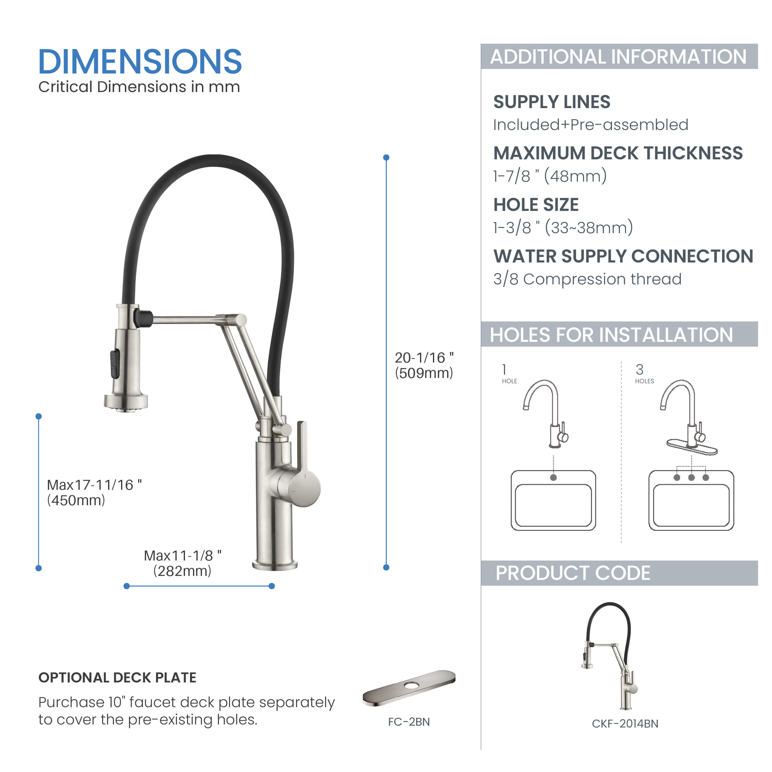 Vista Single Handle Pull Down Kitchen Faucet - CKF-2014  - Shop at Home Craft Studio - 13