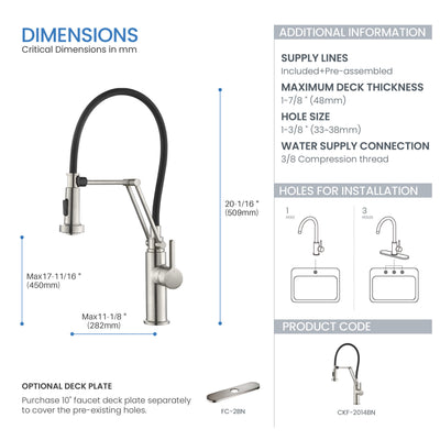 Vista Single Handle Pull Down Kitchen Faucet - CKF-2014  - Shop at Home Craft Studio - 13