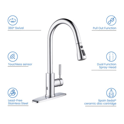 Value Collection - Single Handle Pull Down Kitchen Faucet With Touch Sensor - F102-S