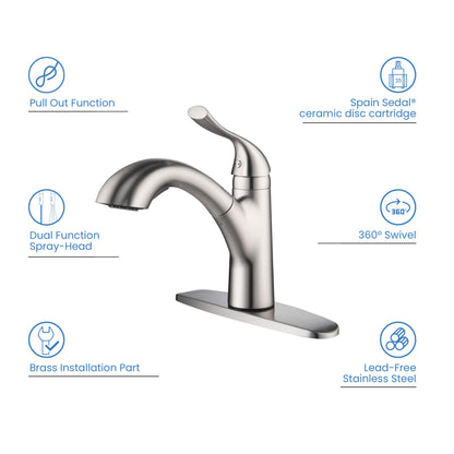 Value Collection - Single Handle Pull Out Kitchen Faucet - F103