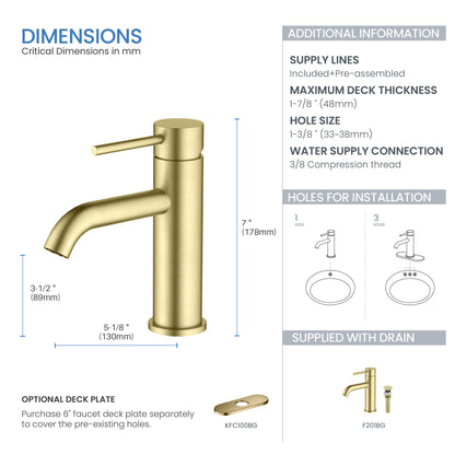Value Collection - Single Handle Bathroom Vanity Sink Faucet with Pop Up Drain - F201