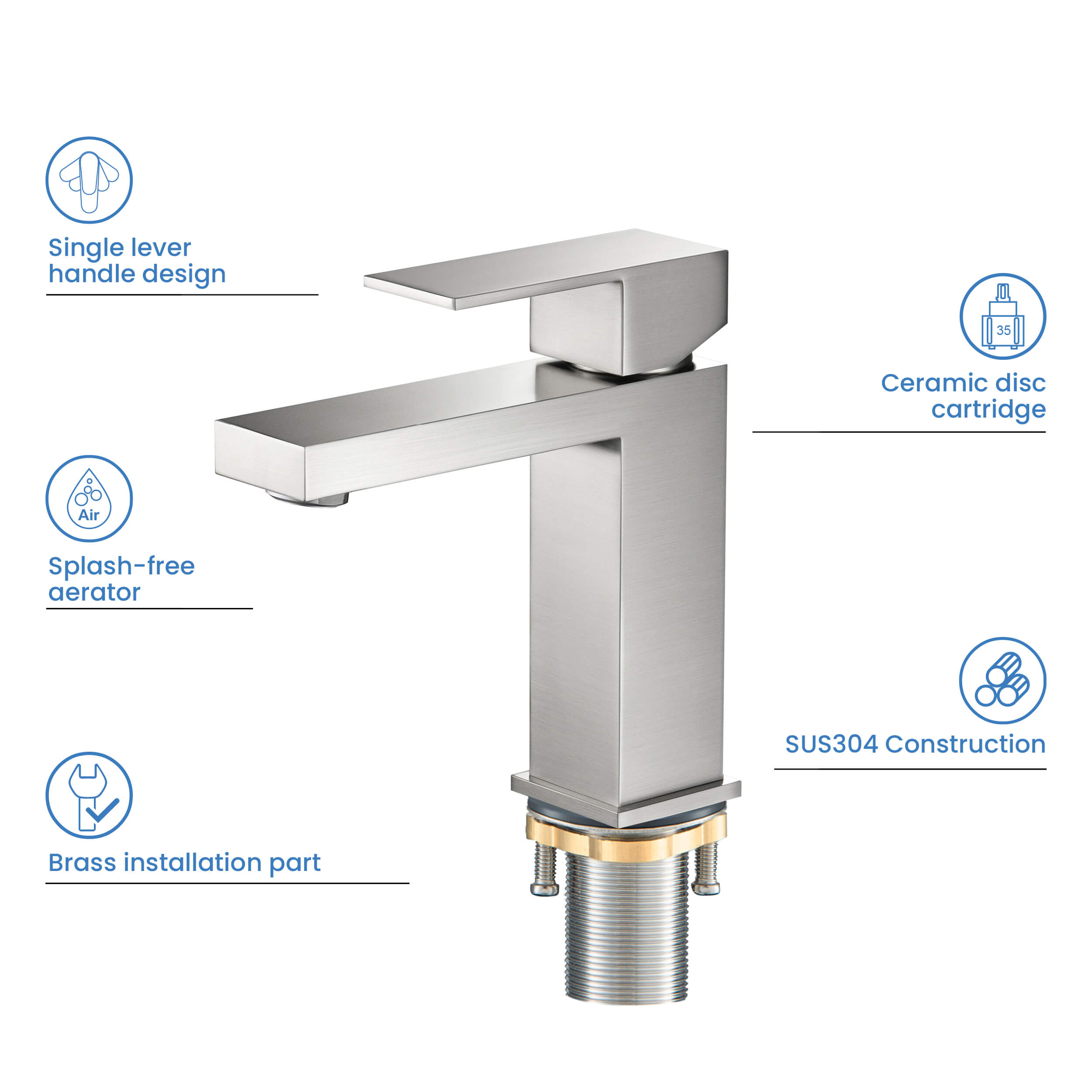Value Collection - Single Handle Bathroom Vanity Sink Faucet with Pop Up Drain - F202