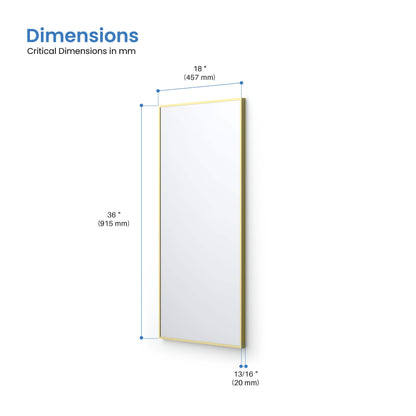 18" x 36" Shatterproof Wall Mount Metal Frame Mirror - FM1-1836