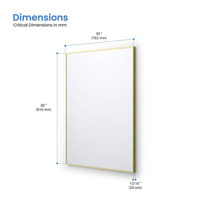 30" x 36" Shatterproof Wall Mount Metal Frame Mirror - FM1-3036