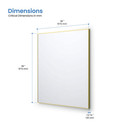 36" x 36" Shatterproof Wall Mount Metal Frame Mirror - FM1-3636