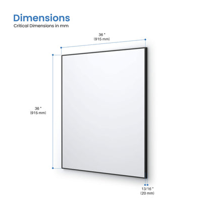 36" x 36" Shatterproof Wall Mount Metal Frame Mirror - FM1-3636