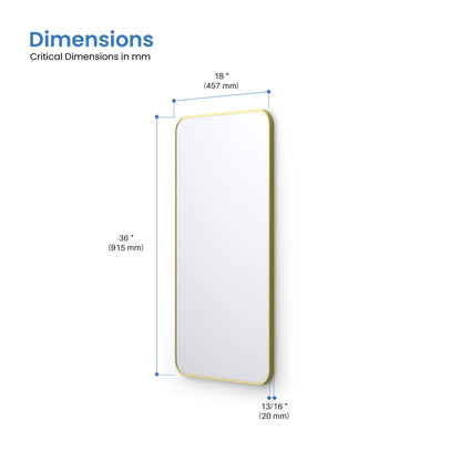 18" x 36" Shatterproof Wall Mount Metal Frame Mirror - FM2-1836