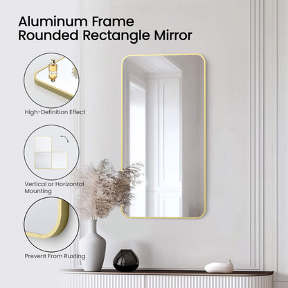 18" x 36" Shatterproof Wall Mount Metal Frame Mirror - FM2-1836