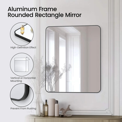 30" x 36" Shatterproof Wall Mount Metal Frame Mirror - FM2-3036
