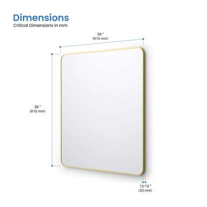 36" x 36" Shatterproof Wall Mount Metal Frame Mirror - FM2-3636