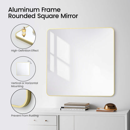 36" x 36" Shatterproof Wall Mount Metal Frame Mirror - FM2-3636