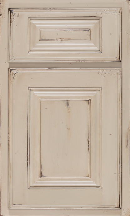 Oxford Raised cabinet door by Shiloh, showcasing customizable design with elegant detailing and a distressed finish.